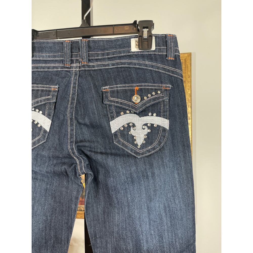 B.B. Jeans Company Women's Size 13 Blue Denim Dark Wash Rhinestone McBling Y2K - Picture 4 of 9